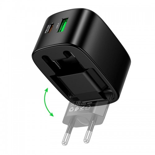 Адаптер сетевой C to C cable HOCO folding charger set CS101A |1USB/1Type-C, 20W/3A, PD/QC|