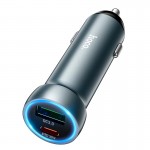 Автомобильный адаптер Hoco Prosperous dual port Car charger Z54A |1USB/1Type-C, PD/QC, 48W/3A| серый