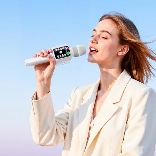 Караоке мікрофон HOCO Shine karaoke microphone L24 |BT5.4, USB/TF/AUX, RGB| white