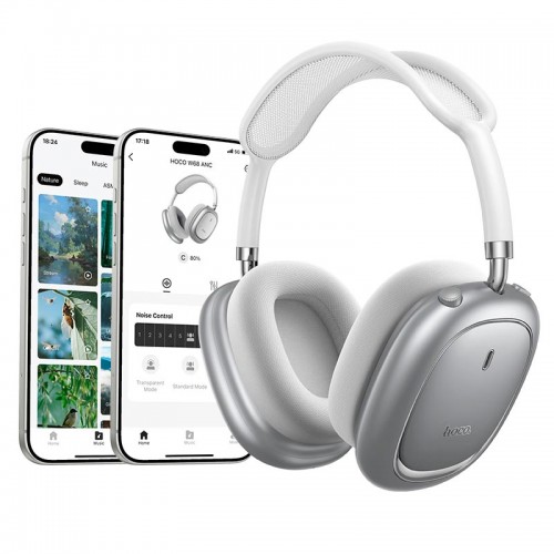 Навушники HOCO Calma ANC noise-canceling BT headphones W68 (App) |BT6.0/AUX, 32/45h, Type-C| grey