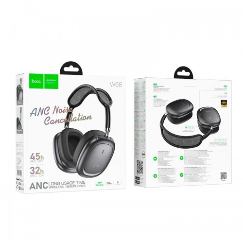 Навушники HOCO Calma ANC noise-canceling BT headphones W68 (App) |BT6.0/AUX, 32/45h, Type-C| silver