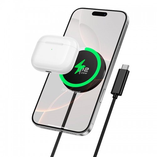 Зарядка Qi2.2 HOCO Fast magnetic wireless fast charger CW63 Pro |25W Max| black