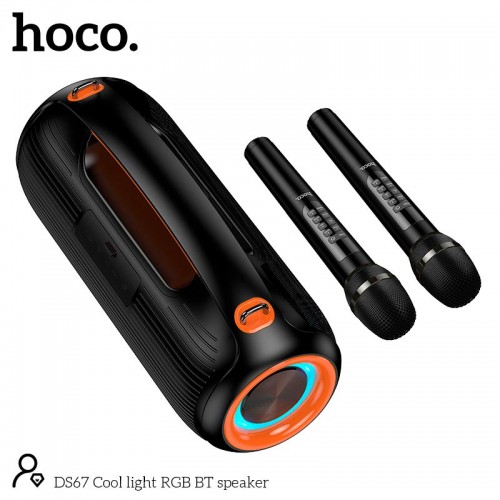 Акустика-караоке HOCO Cool light RGB BT speaker DS67 IPX5 |BT5.4, TWS, USB/AUX/TF, 30Wx2, 8.5h| black