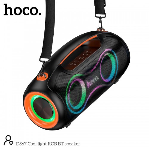 Акустика-караоке HOCO Cool light RGB BT speaker DS67 IPX5 |BT5.4, TWS, USB/AUX/TF, 30Wx2, 8.5h| black