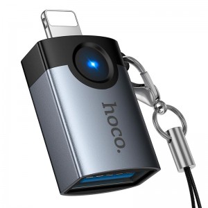 Перехідник HOCO Victory iP male to USB female adapter UA46 |OTG, LED| grey