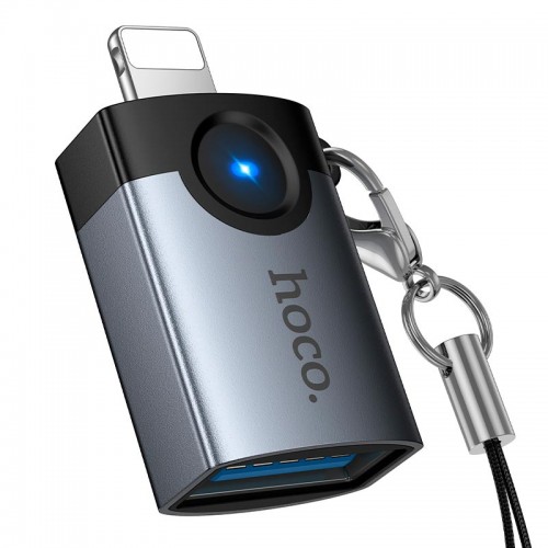 Перехідник HOCO Victory iP male to USB female adapter UA46 |OTG, LED| grey