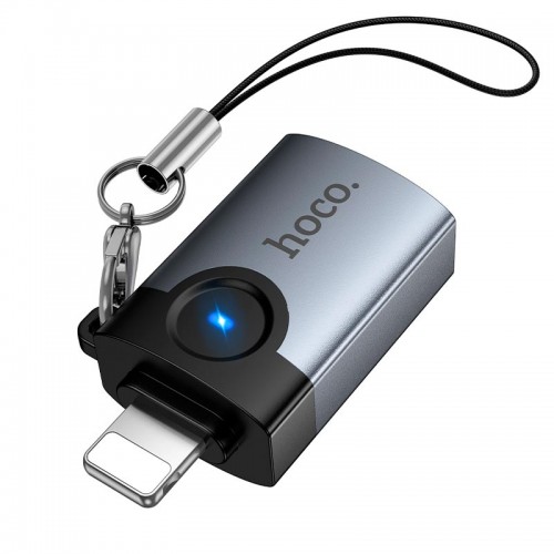 Перехідник HOCO Victory iP male to USB female adapter UA46 |OTG, LED| grey