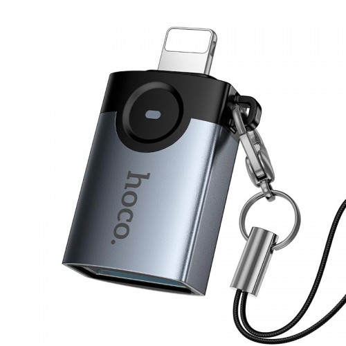 Перехідник HOCO Victory iP male to USB female adapter UA46 |OTG, LED| grey