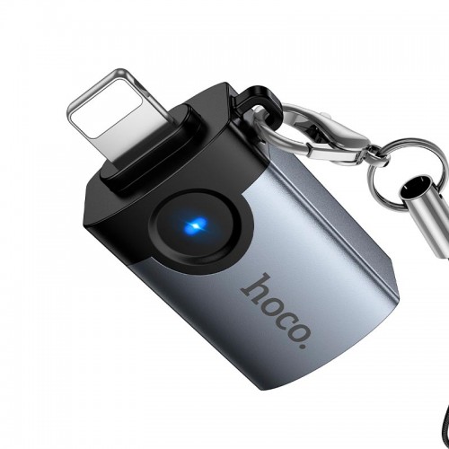 Перехідник HOCO Victory iP male to USB female adapter UA46 |OTG, LED| grey