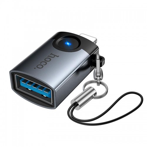 Перехідник HOCO Victory iP male to USB female adapter UA46 |OTG, LED| grey
