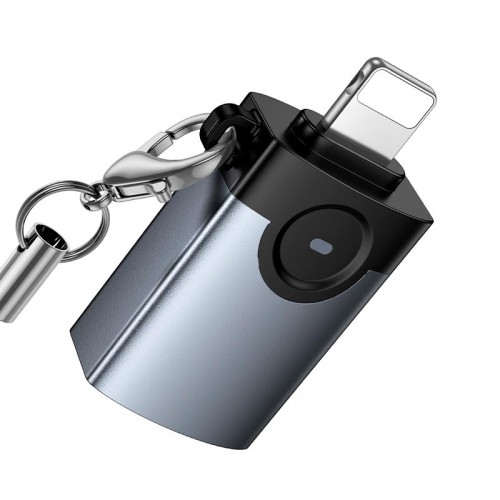 Перехідник HOCO Victory iP male to USB female adapter UA46 |OTG, LED| grey