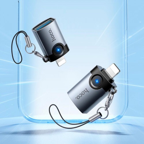 Перехідник HOCO Victory iP male to USB female adapter UA46 |OTG, LED| grey