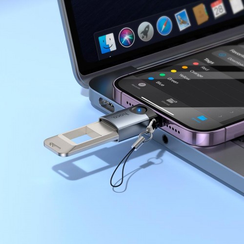 Перехідник HOCO Victory iP male to USB female adapter UA46 |OTG, LED| grey