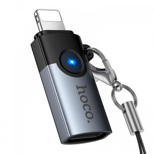 Перехідник HOCO Victory iP male to Type-C female adapter UA46A |OTG, LED| grey