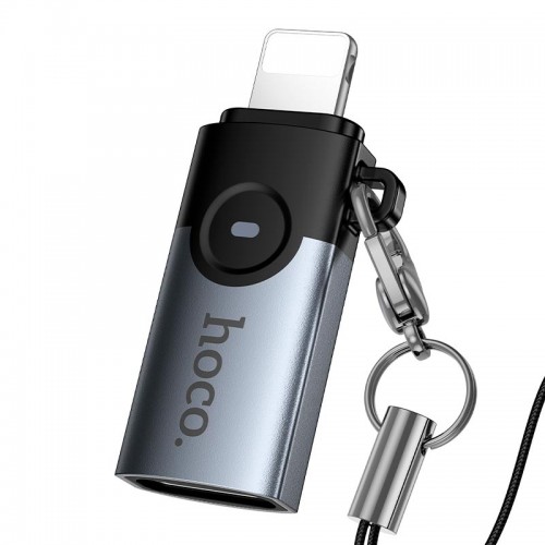 Перехідник HOCO Victory iP male to Type-C female adapter UA46A |OTG, LED| grey