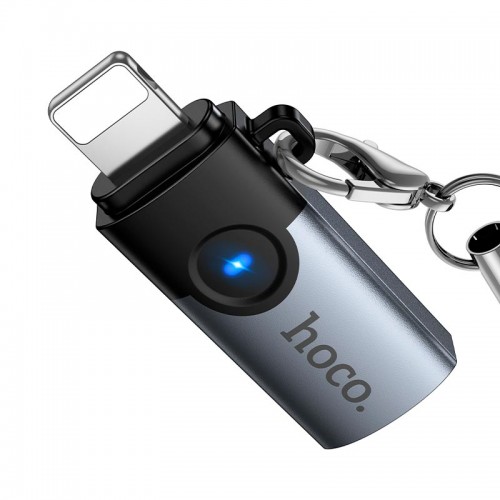 Перехідник HOCO Victory iP male to Type-C female adapter UA46A |OTG, LED| grey