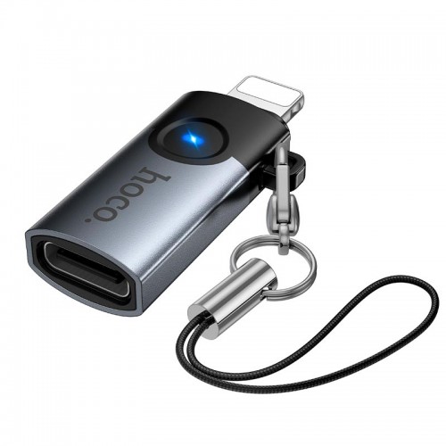 Перехідник HOCO Victory iP male to Type-C female adapter UA46A |OTG, LED| grey