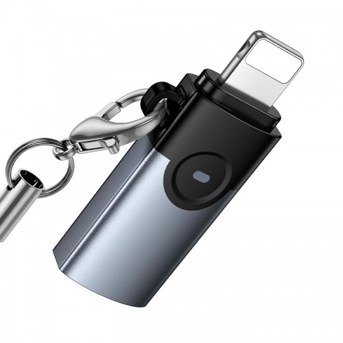 Перехідник HOCO Victory iP male to Type-C female adapter UA46A |OTG, LED| grey