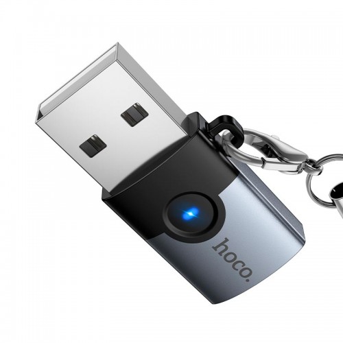 Перехідник HOCO Victory USB male to Type-C female adapter UA46B |USB3.0, 60W, LED| grey