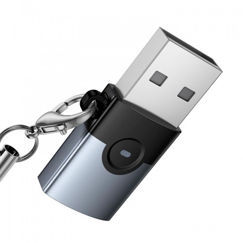 Перехідник HOCO Victory USB male to Type-C female adapter UA46B |USB3.0, 60W, LED| grey