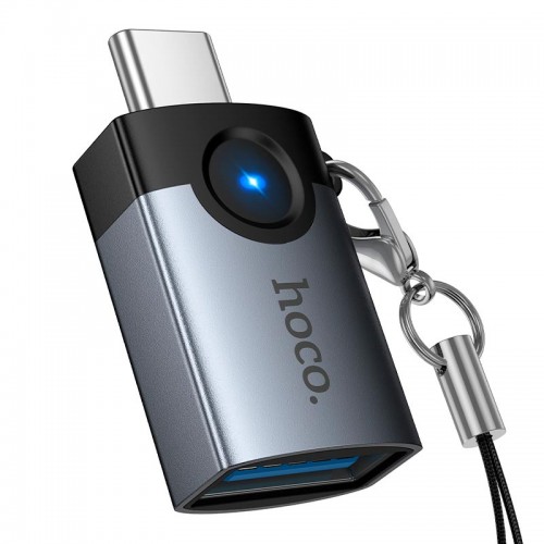 Перехідник HOCO Victory Type-C male to USB female adapter UA46C |OTG, LED| grey