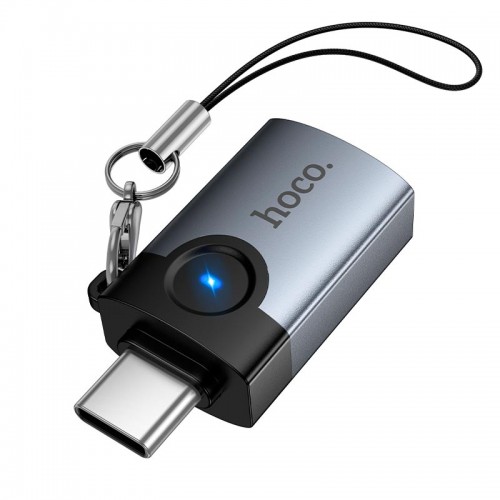 Перехідник HOCO Victory Type-C male to USB female adapter UA46C |OTG, LED| grey