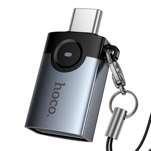 Перехідник HOCO Victory Type-C male to USB female adapter UA46C |OTG, LED| grey