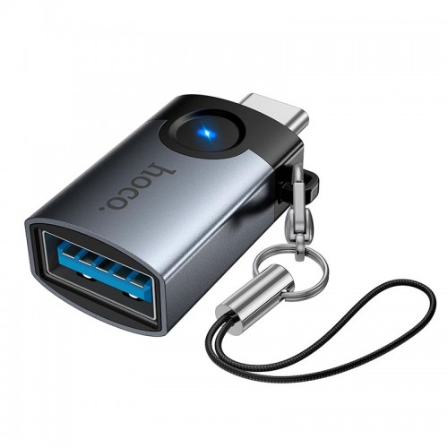 Перехідник HOCO Victory Type-C male to USB female adapter UA46C |OTG, LED| grey
