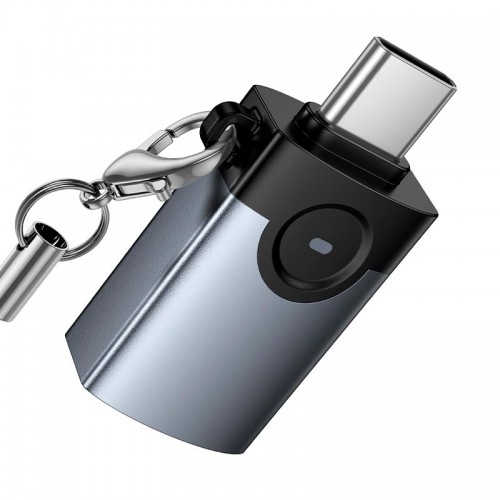 Перехідник HOCO Victory Type-C male to USB female adapter UA46C |OTG, LED| grey