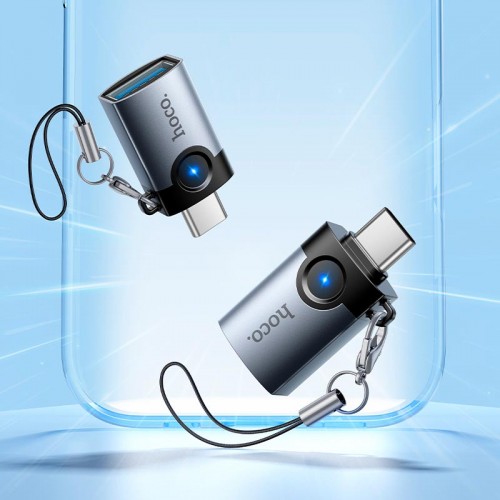 Перехідник HOCO Victory Type-C male to USB female adapter UA46C |OTG, LED| grey