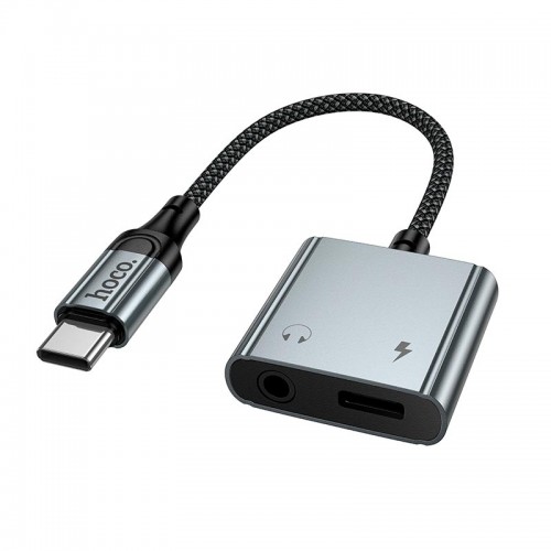 Перехідник HOCO Digital Audio Converter Type-C to Type-C+3.5mm UPA34 |10W/2A, DAC, 0.15m| grey