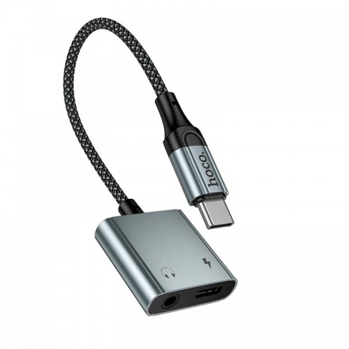 Перехідник HOCO Digital Audio Converter Type-C to Type-C+3.5mm UPA34 |10W/2A, DAC, 0.15m| grey