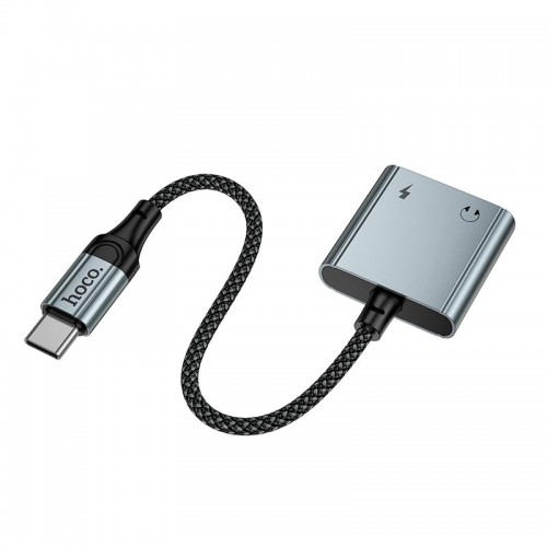 Перехідник HOCO Digital Audio Converter Type-C to Type-C+3.5mm UPA34 |10W/2A, DAC, 0.15m| grey