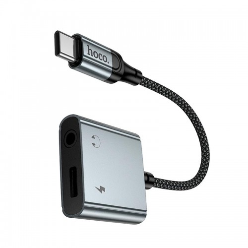 Перехідник HOCO Digital Audio Converter Type-C to Type-C+3.5mm UPA34 |10W/2A, DAC, 0.15m| grey