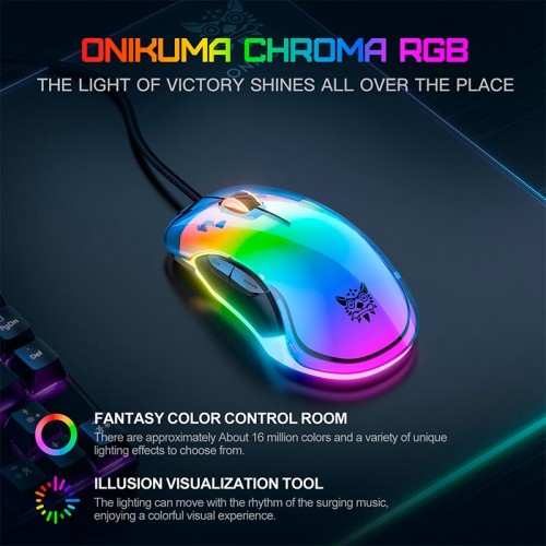 Мышь Onikuma RGB Backlit Wired Gaming Mouse CW925 |12800 DPI|