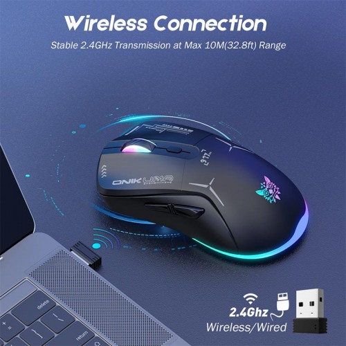 Миша Onikuma Wired + 2.4 G RGB Gaming Mouse CW917 |800-4800DPI black