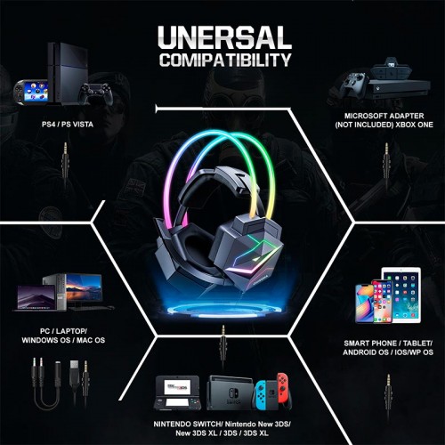 Навушники ONIKUMA Gaming with RGB LED X20 7.1 black