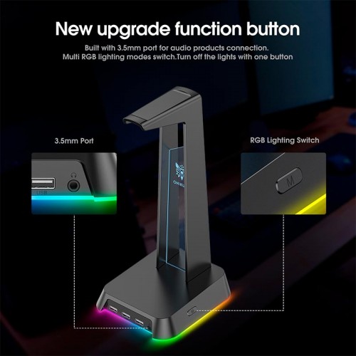 Тримач навушників Onikuma RGB Gaming ST-2 |3USB, AUX| black