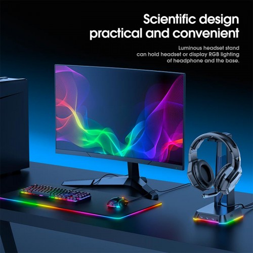 Тримач навушників Onikuma RGB Gaming ST-2 |3USB, AUX| black