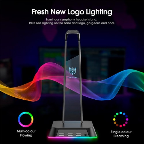 Тримач навушників Onikuma RGB Gaming ST-2 |3USB, AUX| black