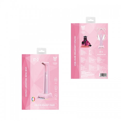 Тримач навушників Onikuma RGB Gaming ST-2 |3USB, AUX| pink