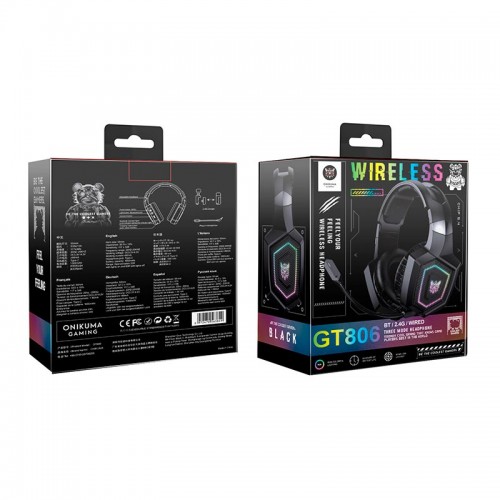 Навушники Onikuma Wireless Gaming Headset Headworn GT806 |BT5.4/2.4G, Type-C, 20H, RGB| black