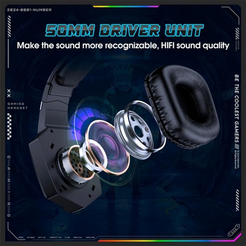 Навушники Onikuma Wireless Gaming Headset Headworn GT806 |BT5.4/2.4G, Type-C, 20H, RGB| black