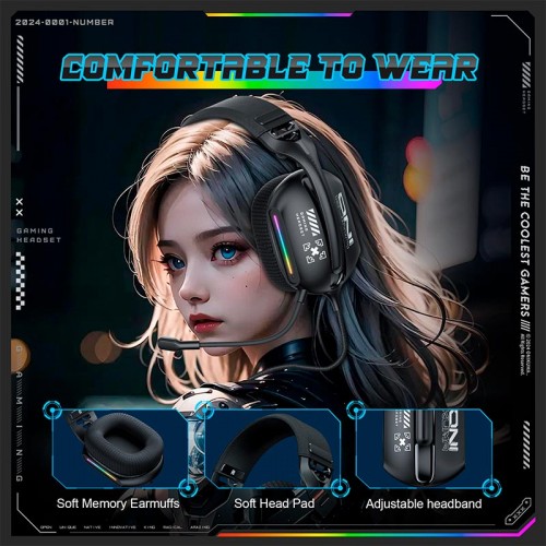 Навушники Onikuma Noise Cancelling Headphone Wired Game Headset X12 |USB+3.5mm, RGB| black