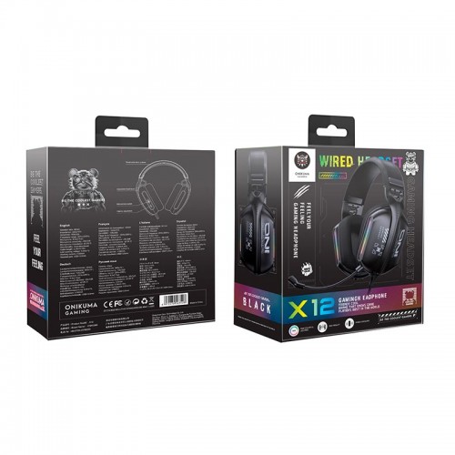 Навушники Onikuma Noise Cancelling Headphone Wired Game Headset X12 |USB+3.5mm, RGB| black