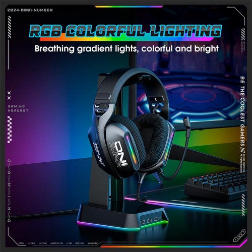 Навушники Onikuma Noise Cancelling Headphone Wired Game Headset X12 |USB+3.5mm, RGB| black
