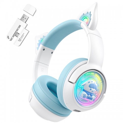 Навушники Onikuma Tri Mode cat ear headphones B5 |BT5.3/2.4G/Type-C, 55h, RGB| white