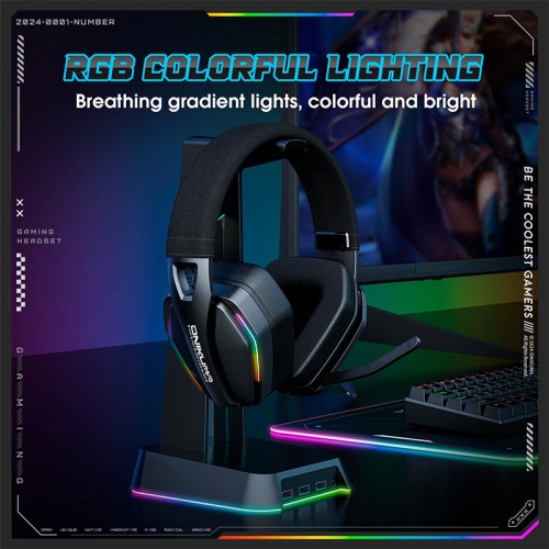 Навушники Onikuma Tri Mode gaming headphones GT826 |BT5.4/2.4G/Type-C, 15/80H, RGB| black