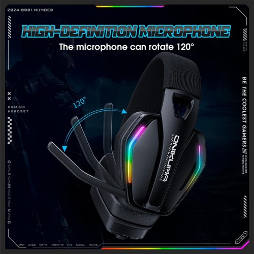 Навушники Onikuma Tri Mode gaming headphones GT826 |BT5.4/2.4G/Type-C, 15/80H, RGB| black