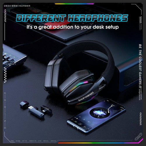 Навушники Onikuma Tri Mode gaming headphones GT826 |BT5.4/2.4G/Type-C, 15/80H, RGB| black